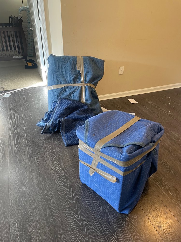 Professionally wrapped and secured items ready to move